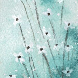 Bookmarker: White Flowers on Teal